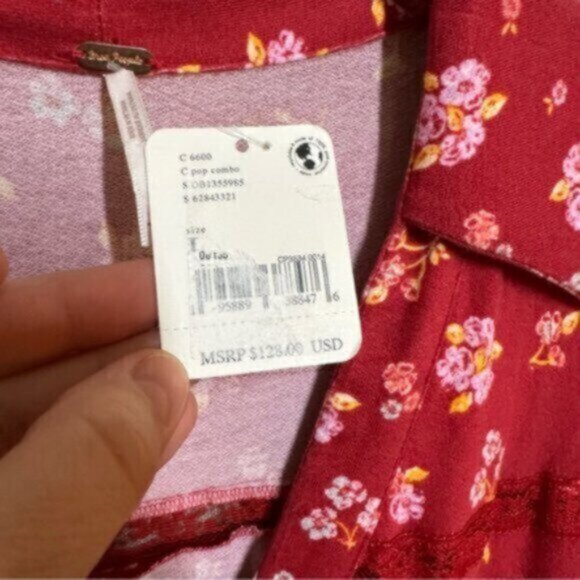 NWT Free People | Red Pop Combo Good Days Floral Print Mini Dress Size Large - Picture 9 of 12